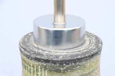Large 1960s Mid Century Modern Pottery And Aluminum Italian Table Lamp
