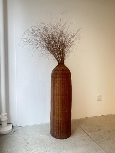 Large 1970s Cane Floor Vase