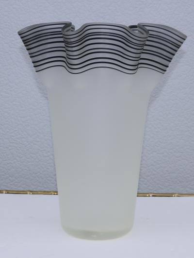 Large 1970s Frosted Glass Handkerchief Italian Vase
