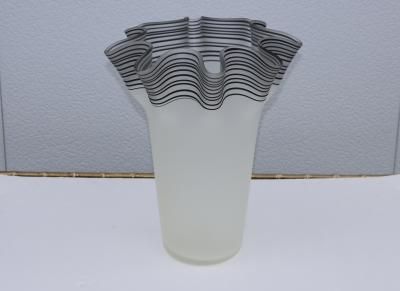Large 1970s Frosted Glass Handkerchief Italian Vase