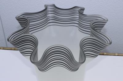 Large 1970s Frosted Glass Handkerchief Italian Vase