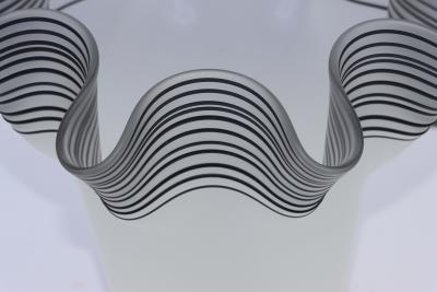 Large 1970s Frosted Glass Handkerchief Italian Vase