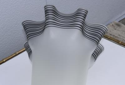 Large 1970s Frosted Glass Handkerchief Italian Vase