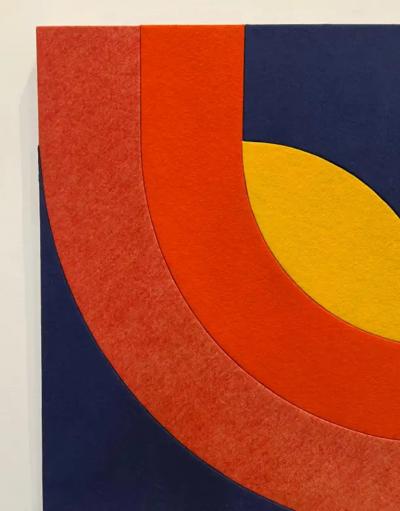 Large 1970s Mod Op Art Textile Art Wall Hanging Signed Fabregas 74