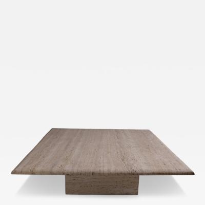Large 1970s Square Travertine Coffee Table France