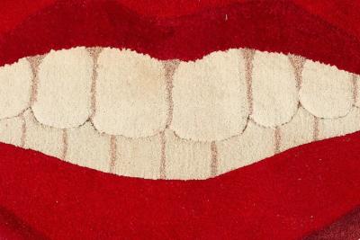 Large 1970s Wall Mounted Lips Tapestry Pop Art
