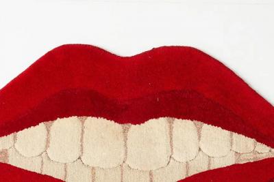 Large 1970s Wall Mounted Lips Tapestry Pop Art