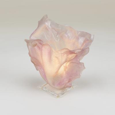 Large 1970s textured pink acrylic free form table lamp