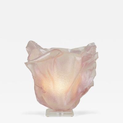Large 1970s textured pink acrylic free form table lamp