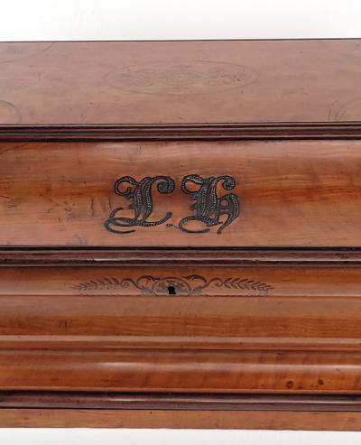 Large 19th Century Burled Birch Work Box circa 1840