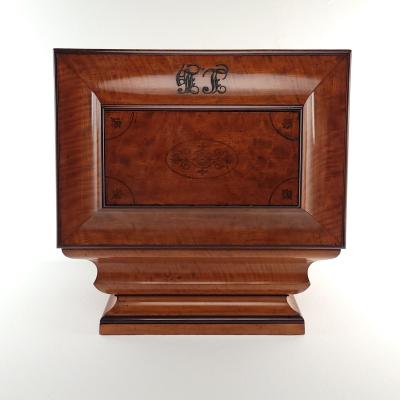 Large 19th Century Burled Birch Work Box circa 1840