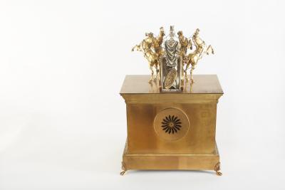 Large 19th Century French Bronze Figural Chariot Clock