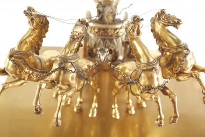 Large 19th Century French Bronze Figural Chariot Clock