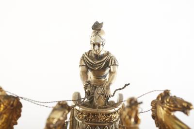 Large 19th Century French Bronze Figural Chariot Clock