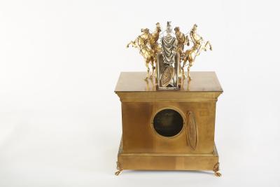 Large 19th Century French Bronze Figural Chariot Clock
