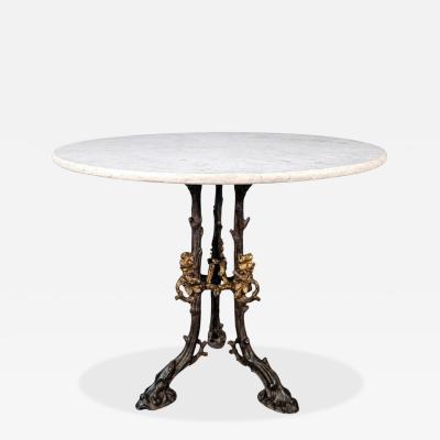 Large 19th Century French Cast Iron Faux Bois Pedestal Table