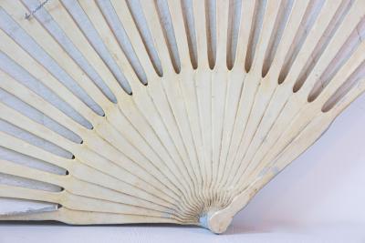 Large 19th Century French Decorative Fan with Chubby Angels on Blue Sky