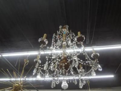 Large 19th Century Italian Genovese Giltwood and Crystal Chandelier