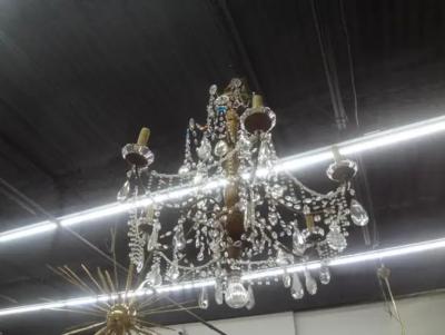 Large 19th Century Italian Genovese Giltwood and Crystal Chandelier