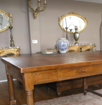 Large 19th Century Italian Walnut Farm Table