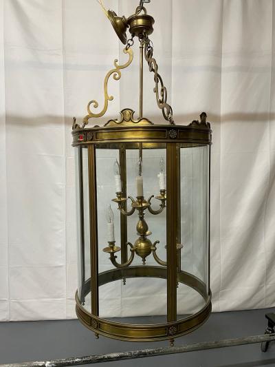 Large 19th Century Solid Bronze Gothic Lantern Six Lights Circular