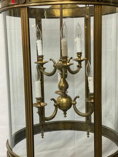 Large 19th Century Solid Bronze Gothic Lantern Six Lights Circular