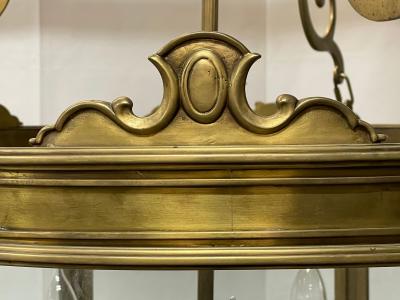 Large 19th Century Solid Bronze Gothic Lantern Six Lights Circular