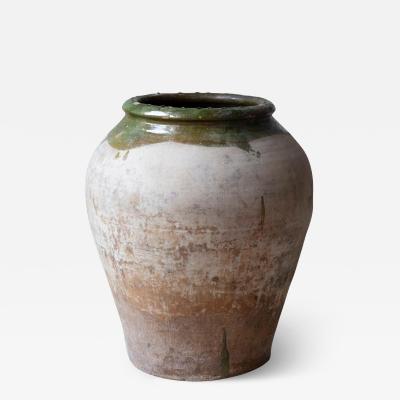 Large 19th Century Spanish Terracotta Storage Jar with Green Glaze