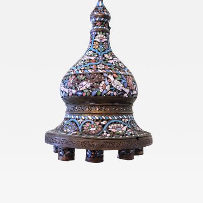 Large 19th Century Syrian Enamel on Copper Lantern