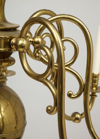 Large 19th c Dutch brass chandelier