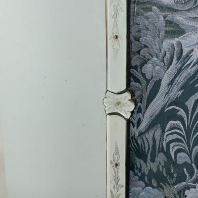 Large 19th c Venetian Reverse Etched Mirror with Original Beveled Mirror Plate