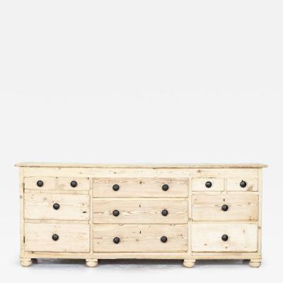 Large 19thC Bleached English Pine Dresser Base