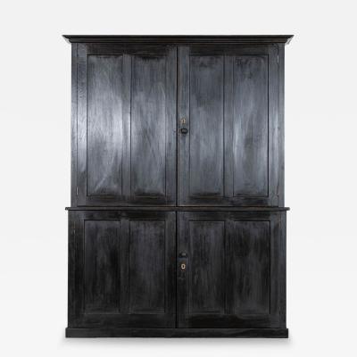 Large 19thC Ebonised English Ash Linen Cupboard