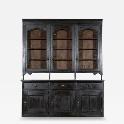 Large 19thC Ebonised English Glazed Pine Dresser