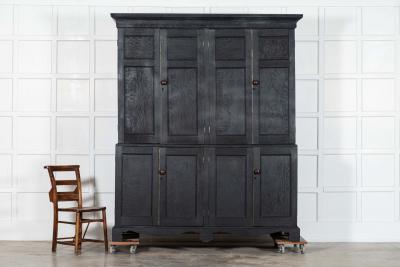 Large 19thC Ebonised English Oak Housekeepers Cupboard
