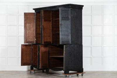 Large 19thC Ebonised English Oak Housekeepers Cupboard