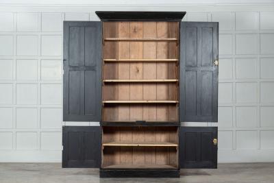 Large 19thC Ebonised English Pine Housekeepers Cupboard