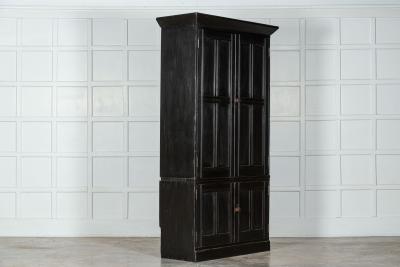 Large 19thC Ebonised English Pine Housekeepers Cupboard
