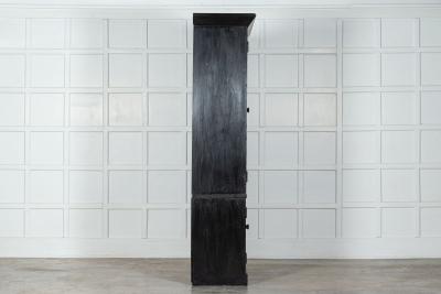 Large 19thC Ebonised English Pine Housekeepers Cupboard
