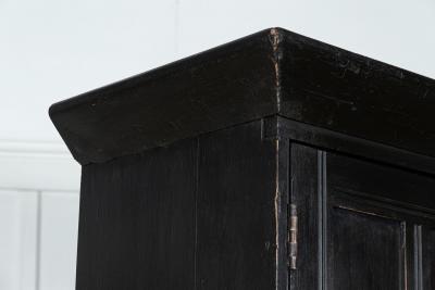 Large 19thC Ebonised English Pine Housekeepers Cupboard