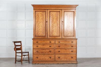 Large 19thC English Ash Housekeepers Cabinet