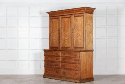 Large 19thC English Ash Housekeepers Cabinet