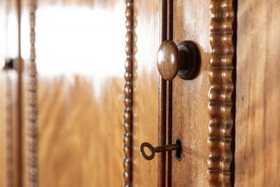 Large 19thC English Ash Housekeepers Cabinet