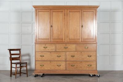 Large 19thC English Ash Housekeepers Cupboard