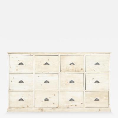 Large 19thC English Bleached Pine Haberdashery Drawers