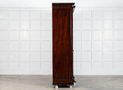 Large 19thC English Breakfront Mahogany Carved Linen Press