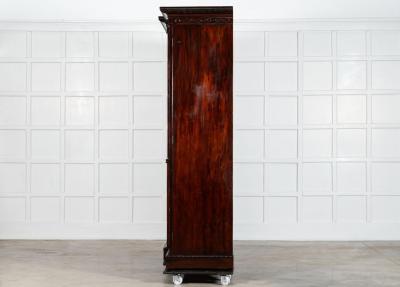 Large 19thC English Breakfront Mahogany Carved Linen Press