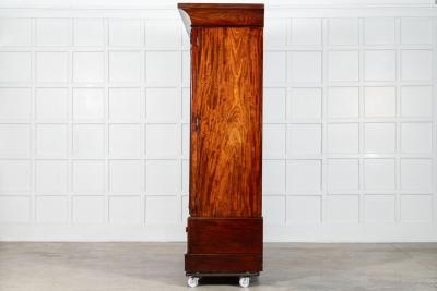 Large 19thC English Carved Mahogany Linen Press