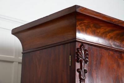 Large 19thC English Carved Mahogany Linen Press