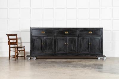 Large 19thC English Country Ebonised Pine Dresser Base
